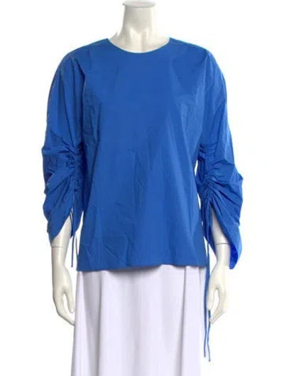 Pre-owned Tibi Crew Neck Three-quarter Sleeve Blouse W/ Tags In Blue