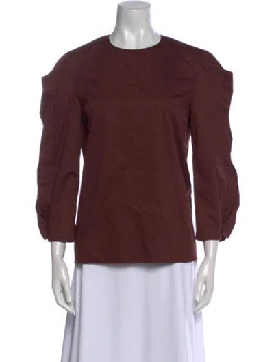 Pre-owned Tibi Crew Neck Three-quarter Sleeve Blouse W/ Tags In Brown