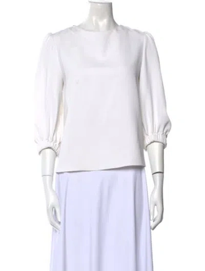 Pre-owned Tibi Crew Neck Three-quarter Sleeve Blouse In White