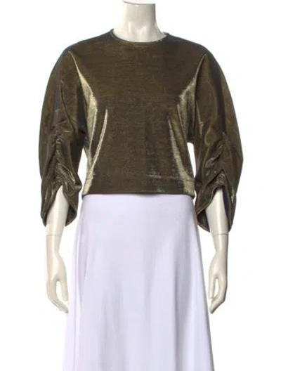 Pre-owned Tibi Crew Neck Three-quarter Sleeve Crop Top