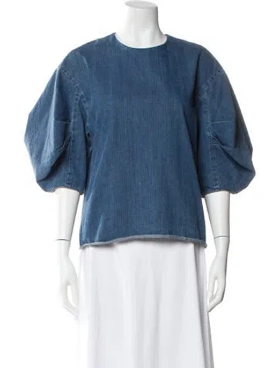 Pre-owned Tibi Crew Neck Three-quarter Sleeve Sweatshirt In Blue