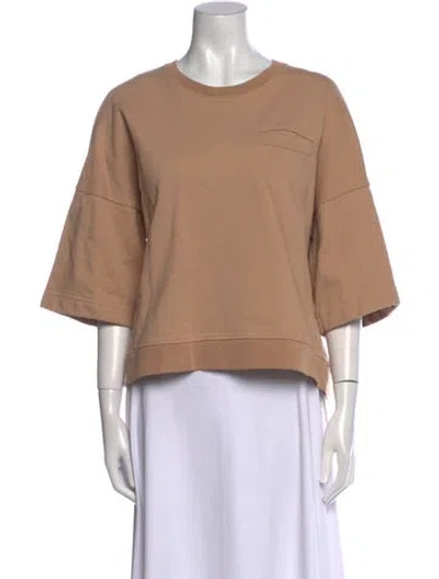 Pre-owned Tibi Crew Neck Three-quarter Sleeve Sweatshirt In Brown