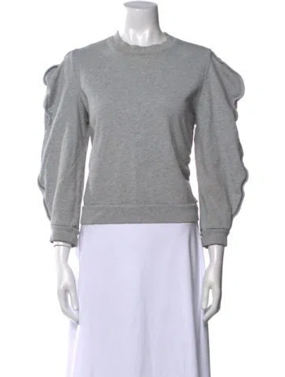 Pre-owned Tibi Crew Neck Three-quarter Sleeve Sweatshirt In Gray