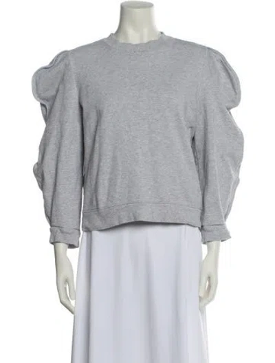 Pre-owned Tibi Crew Neck Three-quarter Sleeve Sweatshirt In Gray