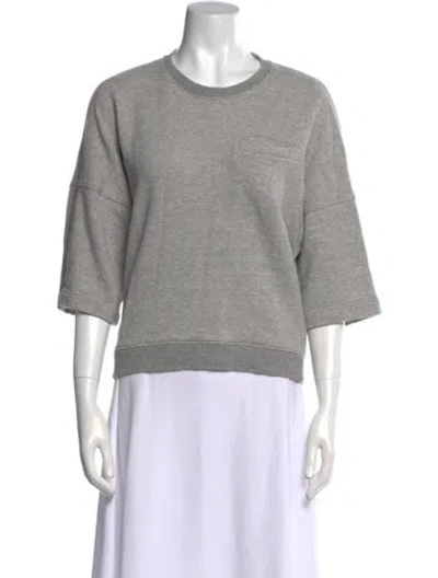 Pre-owned Tibi Crew Neck Three-quarter Sleeve Sweatshirt In Gray