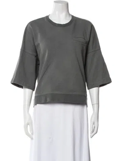 Pre-owned Tibi Crew Neck Three-quarter Sleeve Sweatshirt In Gray