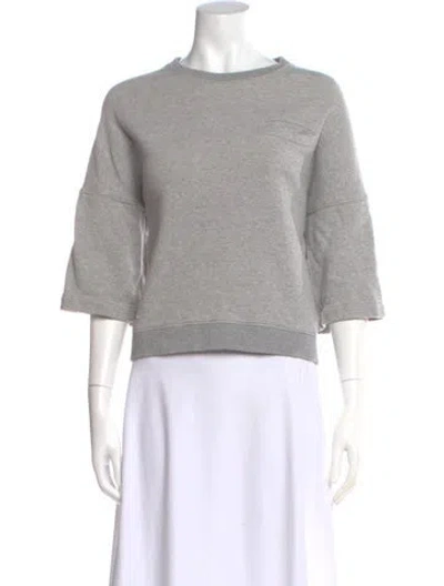 Pre-owned Tibi Crew Neck Three-quarter Sleeve Sweatshirt In Gray