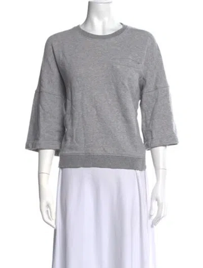 Pre-owned Tibi Crew Neck Three-quarter Sleeve Sweatshirt In Grey