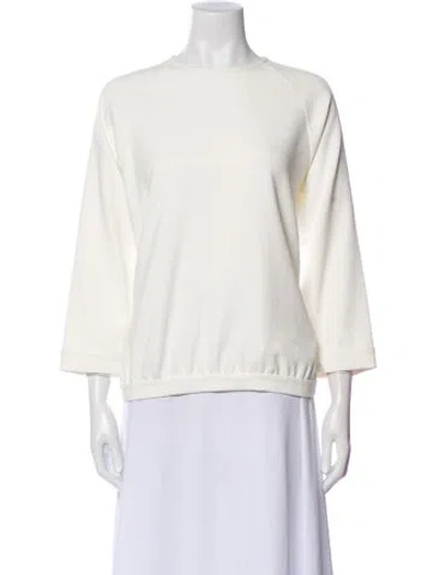 Pre-owned Tibi Crew Neck Three-quarter Sleeve Sweatshirt In White
