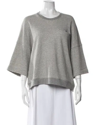 Pre-owned Tibi Crew Neck Three-quarter Sleeve Sweatshirt In White
