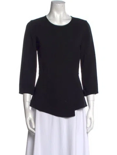 Pre-owned Tibi Crew Neck Three-quarter Sleeve Top In Black