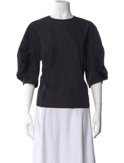 Pre-owned Tibi Crew Neck Three-quarter Sleeve Top In Black