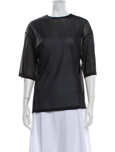 Pre-owned Tibi Crew Neck Three-quarter Sleeve Top In Black