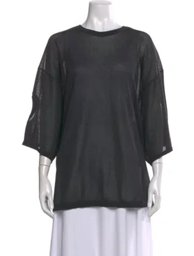 Pre-owned Tibi Crew Neck Three-quarter Sleeve Top In Black