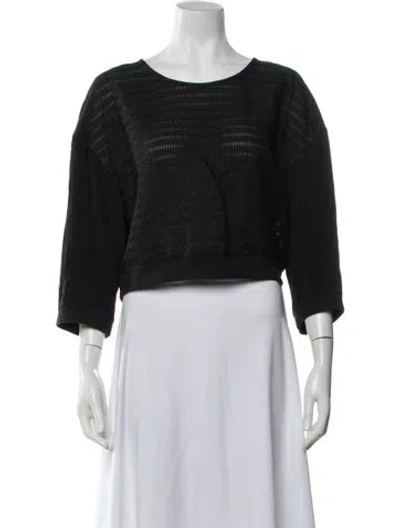 Pre-owned Tibi Crew Neck Three-quarter Sleeve Top In Black