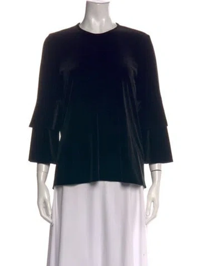 Pre-owned Tibi Crew Neck Three-quarter Sleeve Top In Black