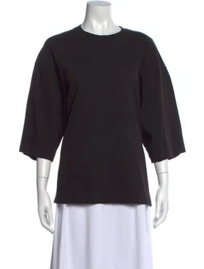 Pre-owned Tibi Crew Neck Three-quarter Sleeve Top In Black