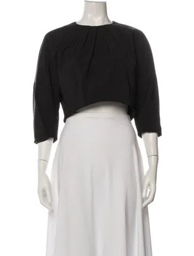 Pre-owned Tibi Crew Neck Three-quarter Sleeve Top In Black