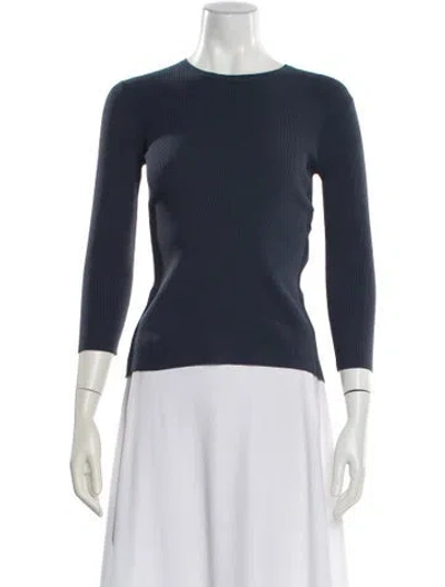 Pre-owned Tibi Crew Neck Three-quarter Sleeve Top In Blue
