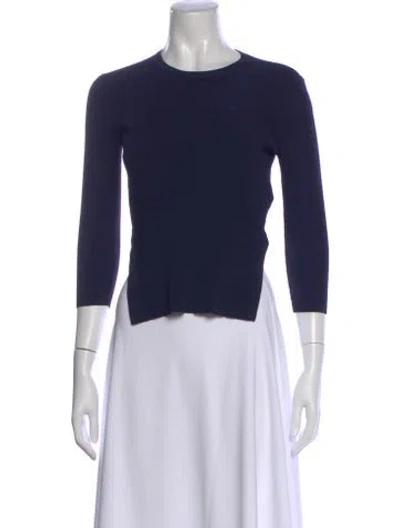Pre-owned Tibi Crew Neck Three-quarter Sleeve Top In Blue