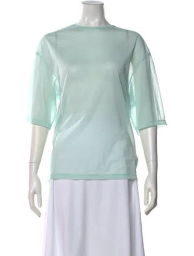 Pre-owned Tibi Crew Neck Three-quarter Sleeve Top In Blue