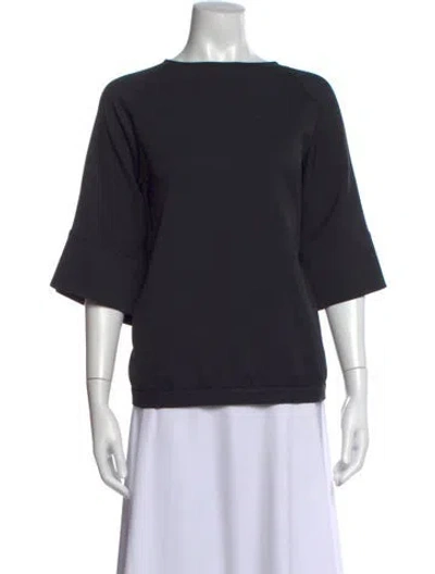 Pre-owned Tibi Crew Neck Three-quarter Sleeve Top In Blue