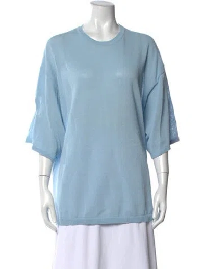 Pre-owned Tibi Crew Neck Three-quarter Sleeve Top In Blue