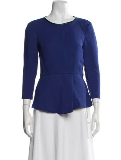 Pre-owned Tibi Crew Neck Three-quarter Sleeve Top In Blue