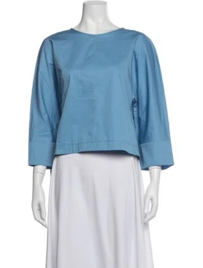 Pre-owned Tibi Crew Neck Three-quarter Sleeve Top In Blue