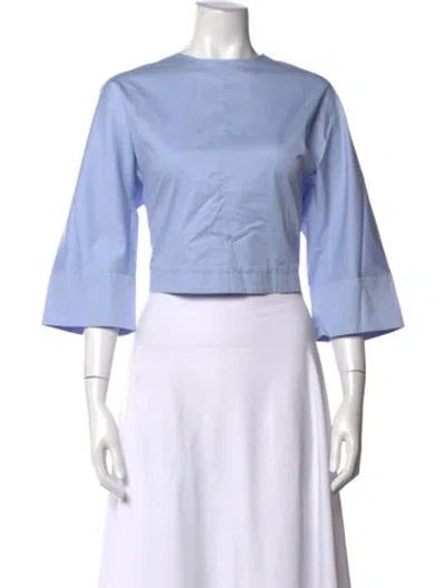 Pre-owned Tibi Crew Neck Three-quarter Sleeve Top In Blue