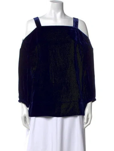 Pre-owned Tibi Crew Neck Three-quarter Sleeve Top In Blue
