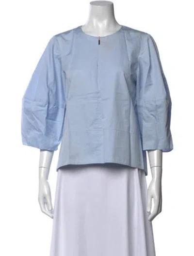 Pre-owned Tibi Crew Neck Three-quarter Sleeve Top In Blue