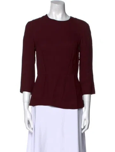 Pre-owned Tibi Crew Neck Three-quarter Sleeve Top In Burgundy
