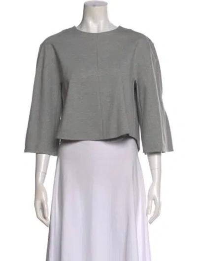 Pre-owned Tibi Crew Neck Three-quarter Sleeve Top In Gray