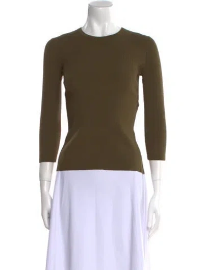 Pre-owned Tibi Crew Neck Three-quarter Sleeve Top In Green