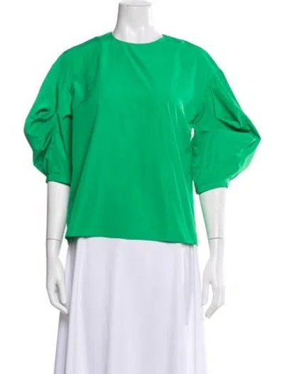 Pre-owned Tibi Crew Neck Three-quarter Sleeve Top In Green