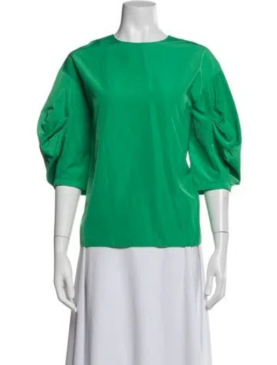 Pre-owned Tibi Crew Neck Three-quarter Sleeve Top In Green