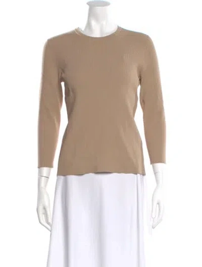 Pre-owned Tibi Crew Neck Three-quarter Sleeve Top In Neutral