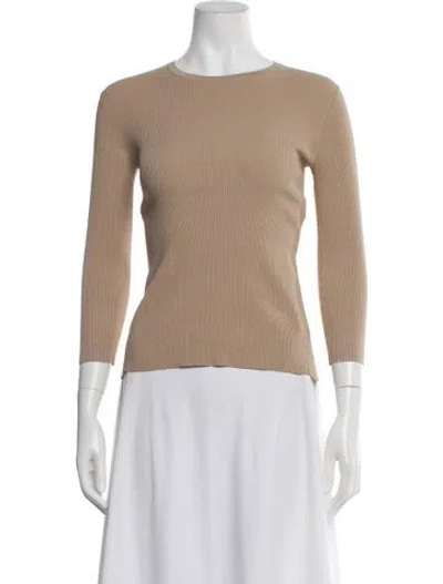 Pre-owned Tibi Crew Neck Three-quarter Sleeve Top In Neutral