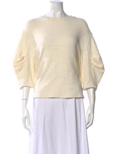 Pre-owned Tibi Crew Neck Three-quarter Sleeve Top In Neutral