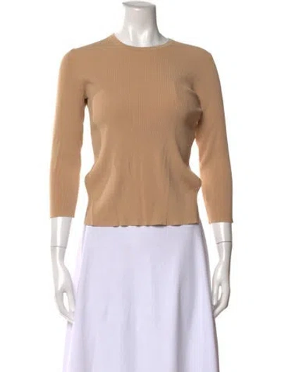 Pre-owned Tibi Crew Neck Three-quarter Sleeve Top In Neutral