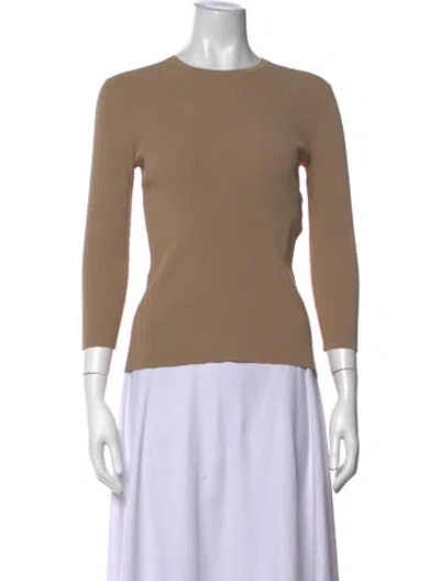 Pre-owned Tibi Crew Neck Three-quarter Sleeve Top In Neutrals