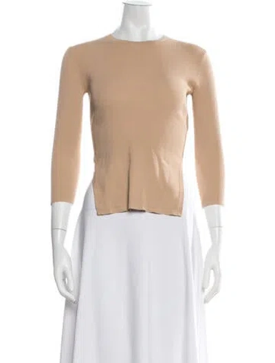 Pre-owned Tibi Crew Neck Three-quarter Sleeve Top In Neutrals