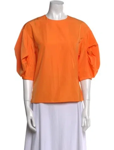 Pre-owned Tibi Crew Neck Three-quarter Sleeve Top In Orange