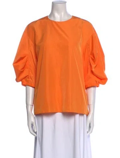 Pre-owned Tibi Crew Neck Three-quarter Sleeve Top In Orange