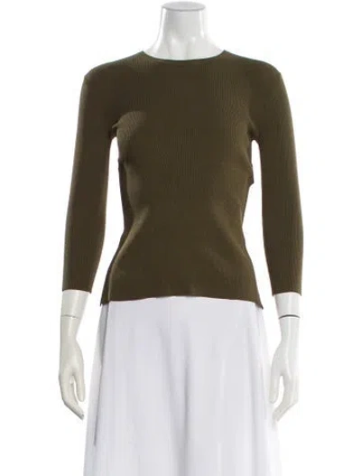 Pre-owned Tibi Crew Neck Three-quarter Sleeve Top W/ Tags In Green