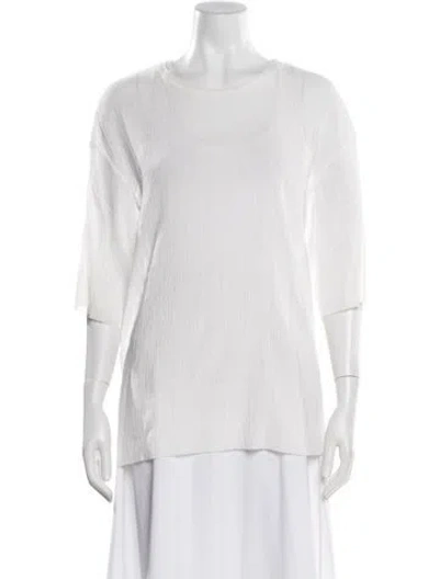 Pre-owned Tibi Crew Neck Three-quarter Sleeve Top In White