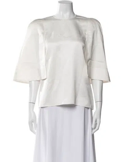Pre-owned Tibi Crew Neck Three-quarter Sleeve Top In White