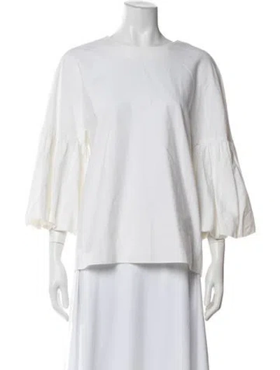 Pre-owned Tibi Crew Neck Three-quarter Sleeve Top In White