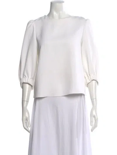 Pre-owned Tibi Crew Neck Three-quarter Sleeve Top In White